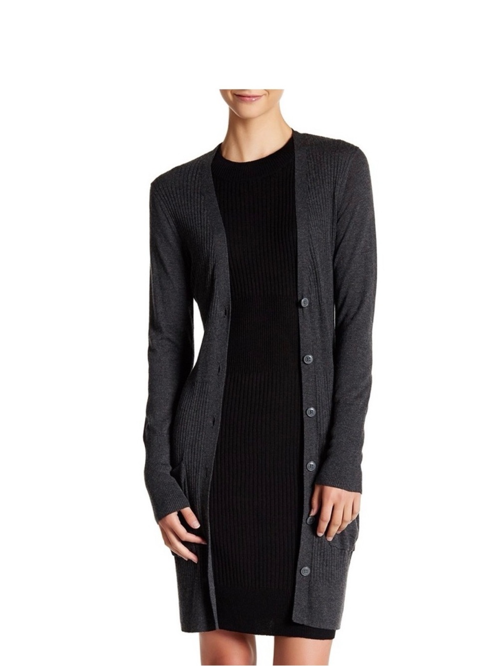 ATM Long Engineered Ribbed Wool Silk  Cashmere Blend Cardigan size XS